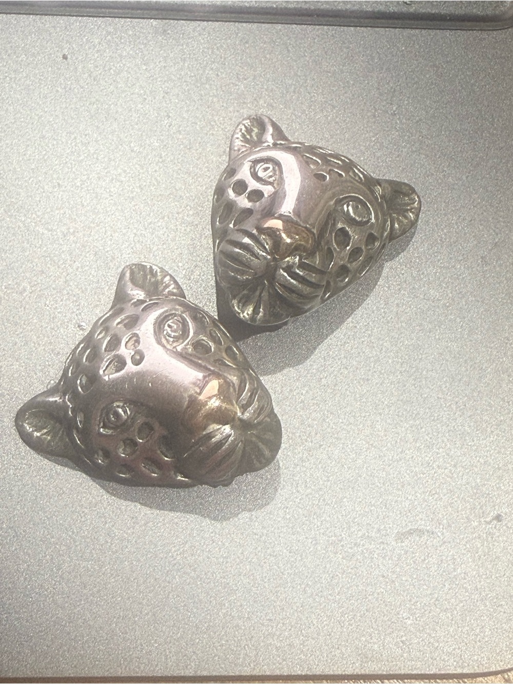 Vintage Dian Malouf SS and 14k Leopard Panther clip on earrings